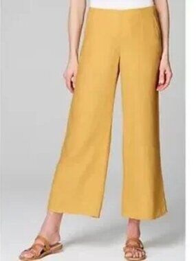 J Jill love linen yellow wide leg crop LAGENLOOK pants golden sun medium tall